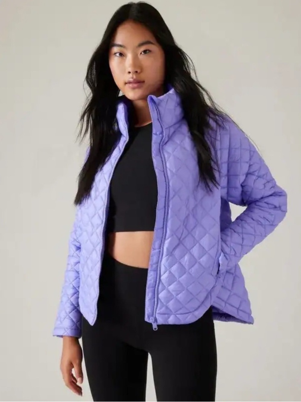Athleta Lavender Whisper Featherless Quilted Puffer Jacket XS